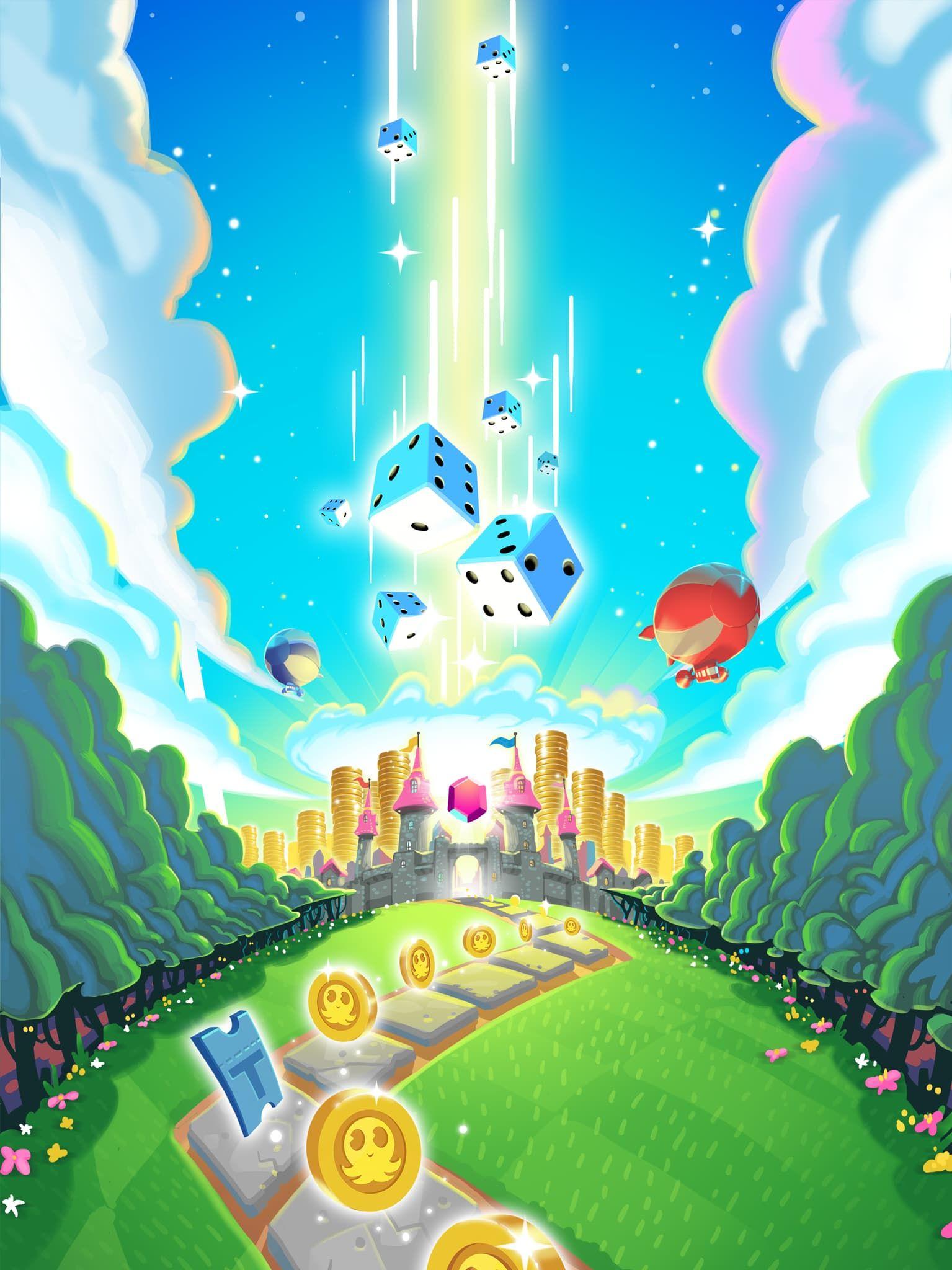 game illustration with coins and dice