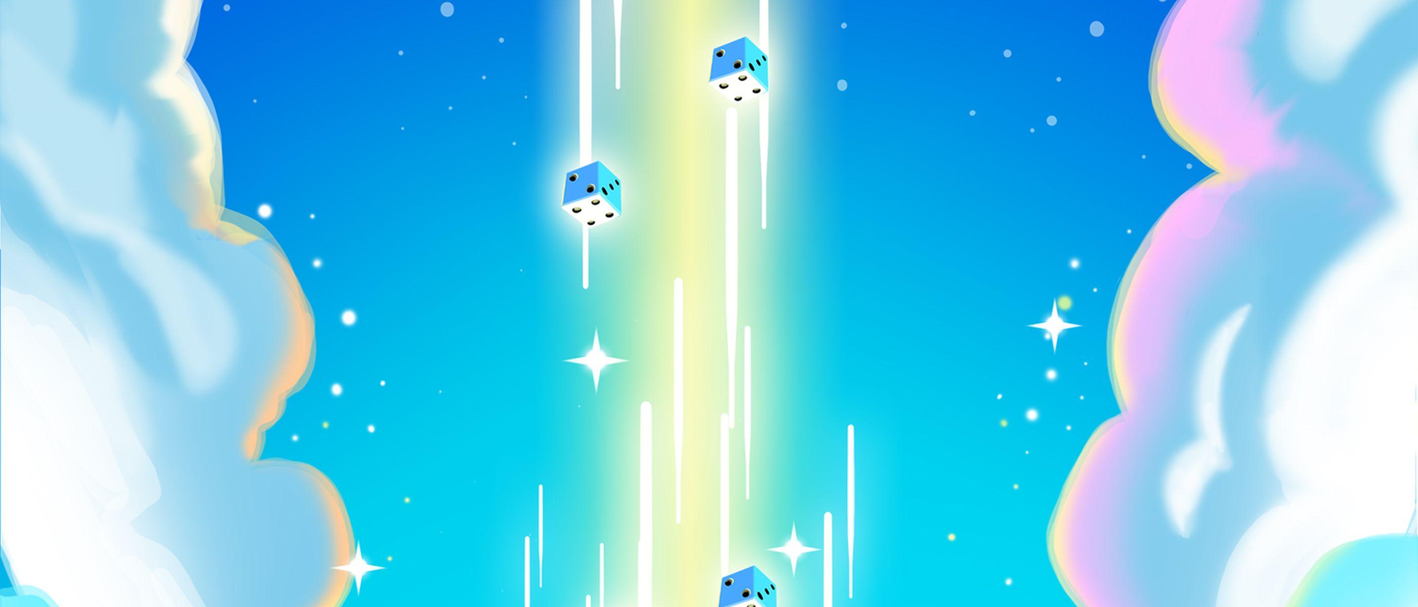 illustration with dice and a sky