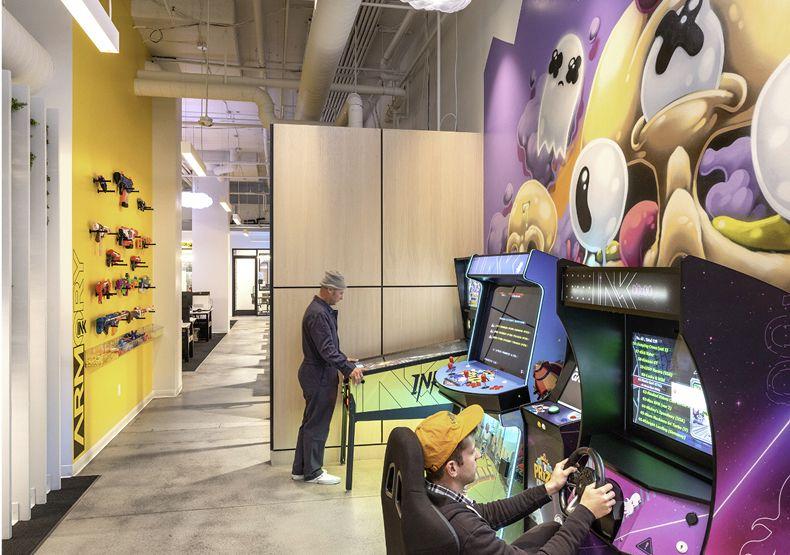 studio area with arcade machines